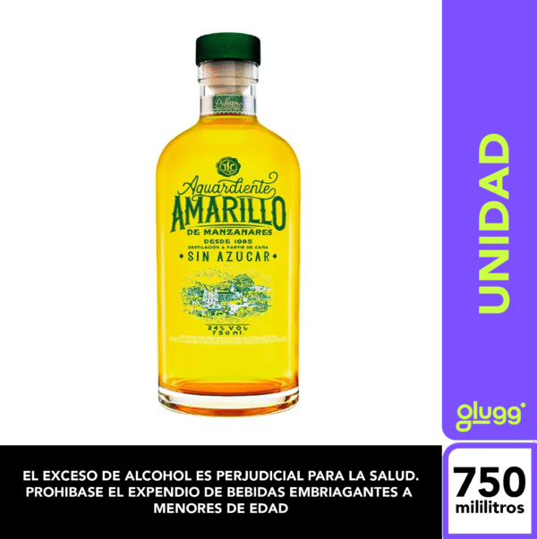 AGUARDIENTE AMARILLO DE MANZANARES SIN AZUCAR 750ML UNIDAD