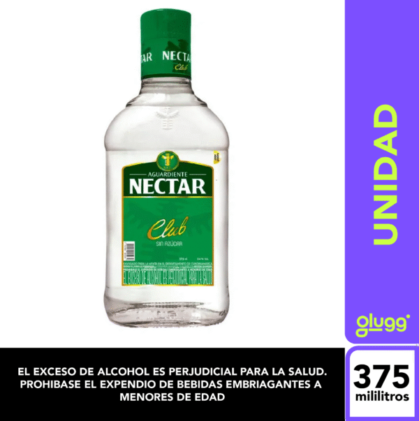 AGUARDIENTE NECTAR CLUB VERDE SIN AZUCAR 375ML UNIDAD
