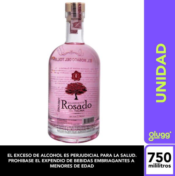 AGUARDIENTE ROSADO DEL TOLIMA 750ML UNIDAD