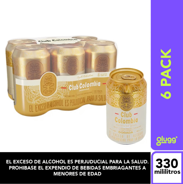 CERVERZA CLUB COLOMBIA DORADA 330ML 6PACK LATA