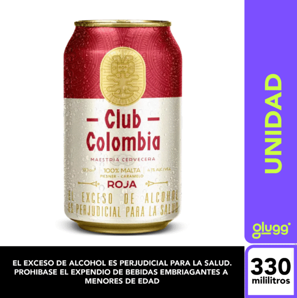 CERVERZA CLUB COLOMBIA ROJA 330ML UNIDAD LATA